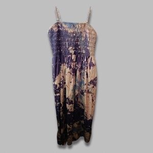 Old Navy Halter Dress Pleated Skirt Side Pockets Tie Dye Purple/Blue/Pink W XL